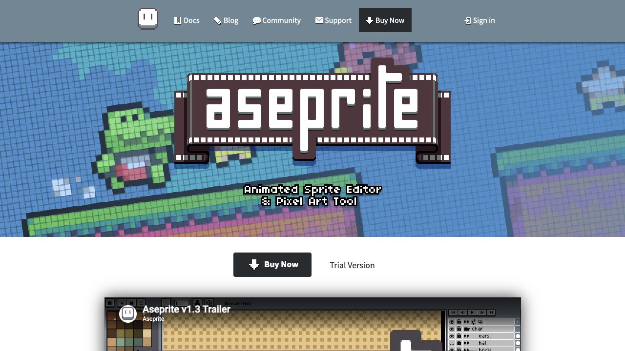 Aseprite website preview