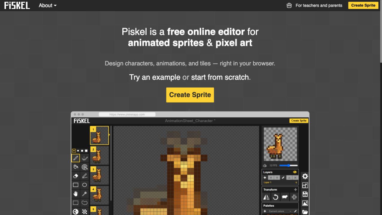 Piskel website preview