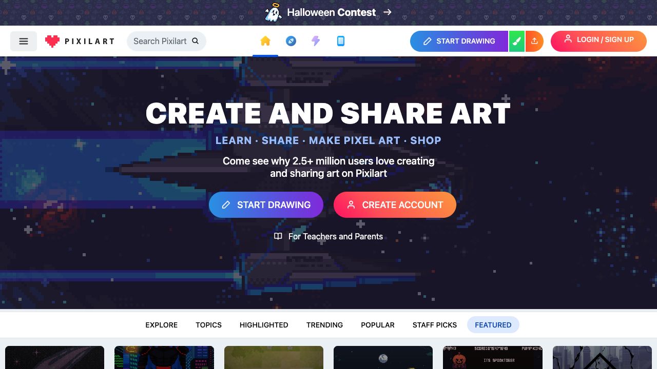 Pixilart website preview